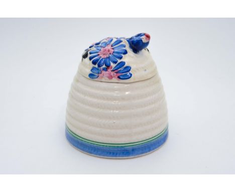 Clarice Cliff for Newport Pottery, a blue 'Marguerite' beehive honey pot