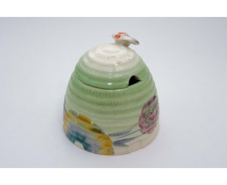 Clarice Cliff for Newport Pottery, a 'Honeydew' beehive honey pot 