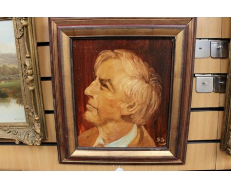 S.S.J (monogram), a profile portrait of the Russian Pianist and Conductor Vladimir Davidovich Ashkenazy, (b.1937), oils on ca