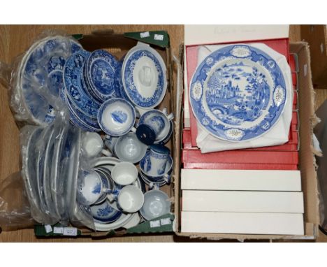 A collection of modern Spode, blue and white, to include plates, cups, saucers, etc (2 boxes)