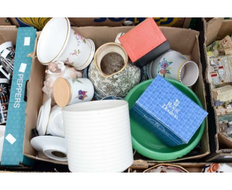 A collection of various ceramics, including Royal Crown Derby, 'Derby Posies', a Coalport figure, a Poole Pottery vase, jelly