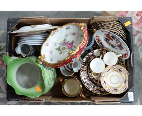 A collection of various ceramics, comprising 19th century Derby Imari cup, saucer, three side plates, dessert plate, dinner p