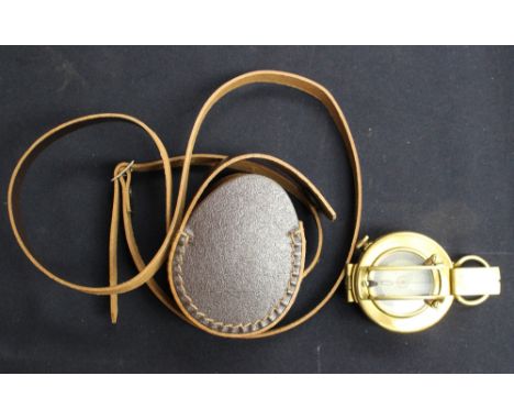 Brass WW2 style British military compass in leatherette carrying pouch.