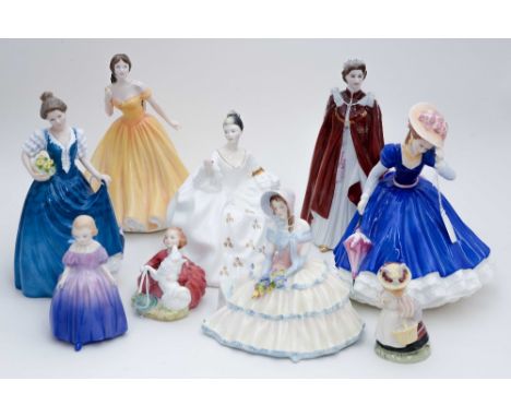 A collection of figurines to include Royal Doulton, Royal Worcester etc (9)