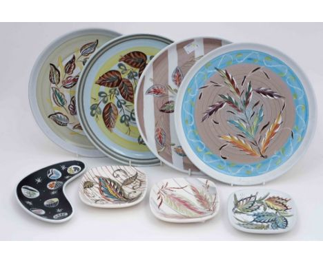 Glyn Colledge for Denby, a 'Tigo' cruet stand, signed, together with three Denby studio plates and three studio trinket dishe