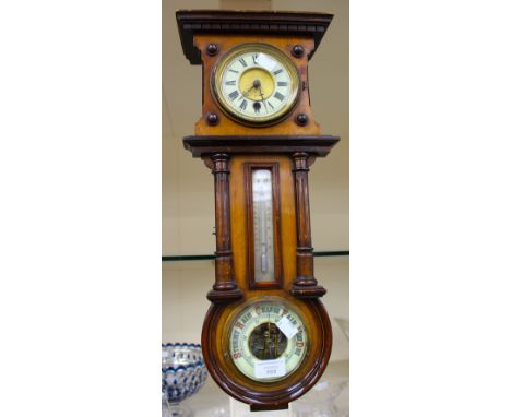 A 20th Century wall clock barometer