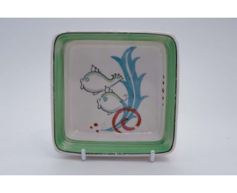 Clarice Cliff for Wilkinson, an 'Aquarius' or fish dish, square form  