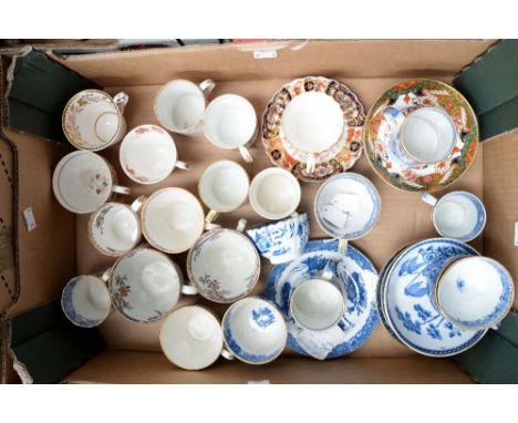 A collection of early Spode tea bowls, saucers, cups and saucers, mainly matched, including 'Imari', 'Mandarin', 'Rock' patte