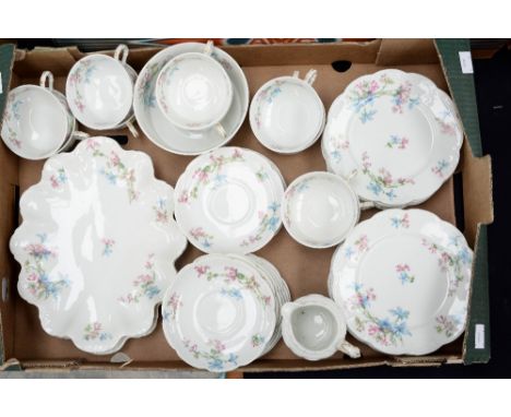 A Haviland France floral teaset, cups, saucers, side plates etc  
