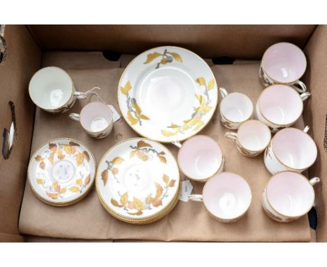 Bernard Moore for Moore Bros, an Aesthetic Movement part tea and coffee service, gilt fruit and floral decoration, impressed 