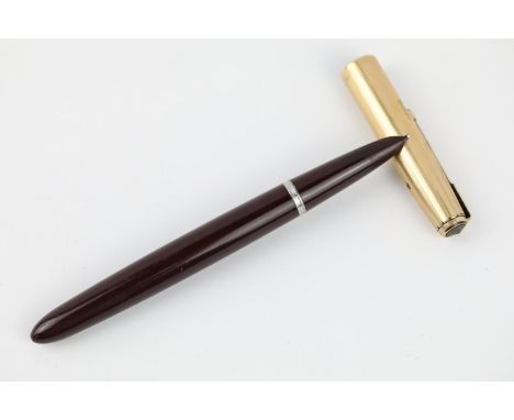 Vintage Parker 51 Burgundy fountain pen with rolled gold cap item is in vintage condition signs of age &amp; use, visible din