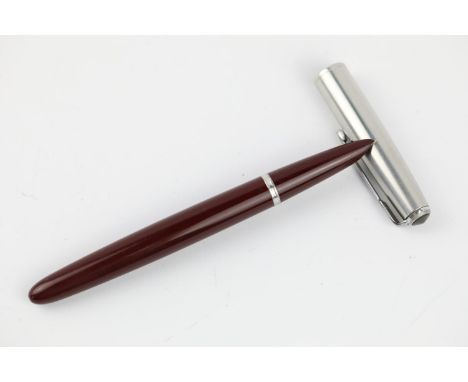 Vintage Parker 51 burgundy fountain pen with brushed steel cap dip tested item is in vintage condition  signs of age &amp; us