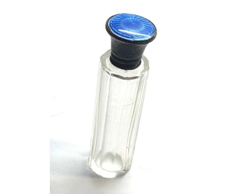 antique silver and enamel perfume bottle uncleaned condition measures approx 7.5cm,&nbsp;Scent bottle glass is in good condit