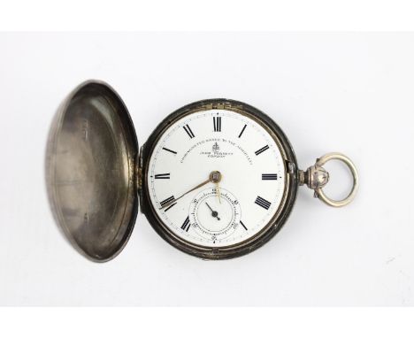 Antique Gents Hallmarked .925 STERLING SILVER Full Hunter POCKET WATCH  Key-Wind  WORKING  Maker - John Forrest, Chronometer 