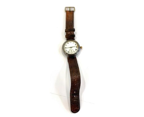 Vintage gents stamped 925 sterling silver cased trench style wristwatch hand-wind working with Francois Borgel made case, scr