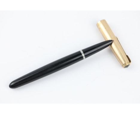 Vintage Parker 51 Black Fountain pen w/ rolled gold cap  Item is in vintage condition  Signs of age &amp; use, no visible din