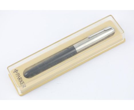 Vintage Parker 51 Black fountain pen  w/ Brushed Steel Cap  Dip Tested &amp; writing Item is in vintage condition  Signs of a