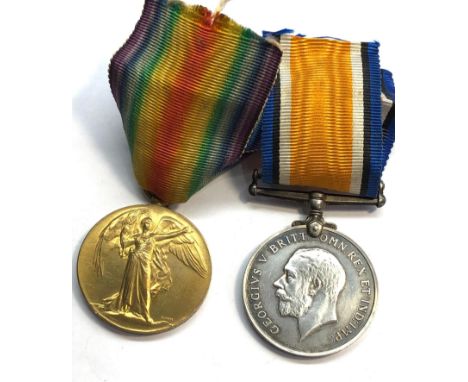 WW1 medal pair named ps.3301 pte.a.Bush .Midd,x r, as shown condition 