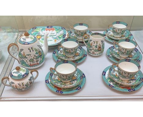 Coalport Chinese Willow tea service, 6 place setting, all in good overall condition 