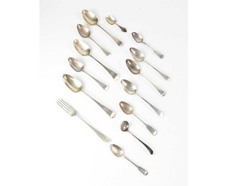 A quantity of George III and later hallmarked silver spoons, various dates and makers, to include Thomas Wallis II, William E