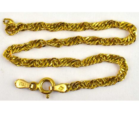 A 14ct gold bracelet with ring clasp, length 19cm, approx. 1.6g (af).Condition Report: Fastener broken