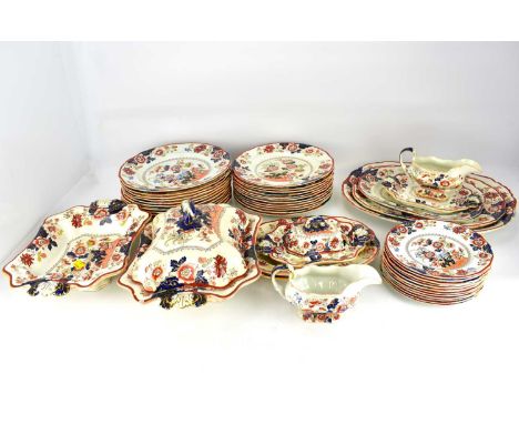 ASHWORTH BROS, MASONS IRONSTONE; a Victorian part dinner service decorated in the Imari 9471 pattern, comprising dinner plate