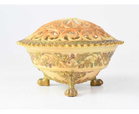 ROYAL WORCESTER; a blush ware pot-pourri and cover, printed marks, no. 846, 13 x 21cm.Condition Report: There is some slight 