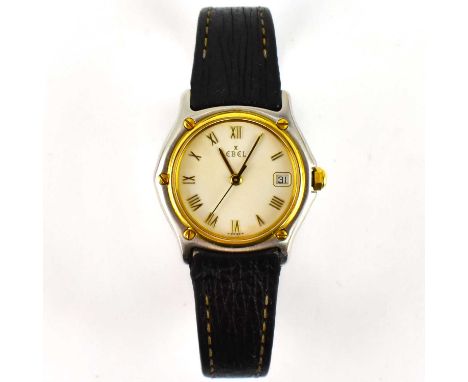 EBEL; a ladies' vintage 'Sport Classique' wristwatch, the ivory-coloured dial set with Roman numerals and date aperture, gold