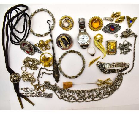 Various items of costume jewellery to include silver bracelets, silver ring, silver boxing glove pendant, watches, button hoo