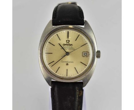 OMEGA; a gentlemen's vintage stainless steel automatic chronometer Constellation wristwatch, the white dial set with baton nu