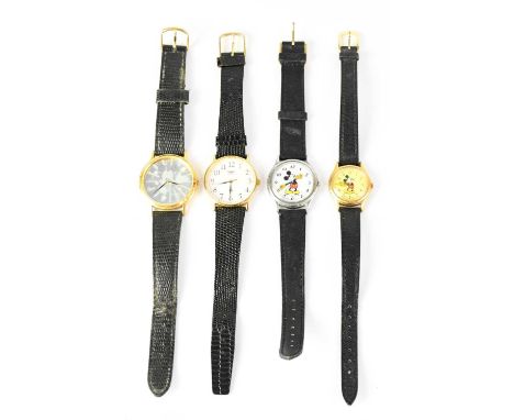 Eight fashion wristwatches, including a Winnie-the-Pooh example with bee link bracelet, a Lorus Mickey Mouse wristwatch with 