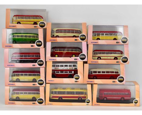 OXFORD; thirteen boxed Oxford Omnibus scale models 1:76 diecast buses and coaches (13).