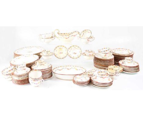 MINTONS; a good quantity of A4807 pattern tableware comprising large plates, side plates, cups, saucers, shallow soup bowls, 