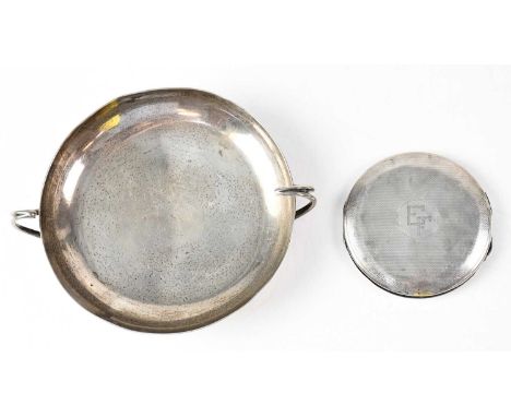 JAMES DIXON &amp; SONS; an Edwardian hallmarked silver twin-handled shallow dish, Sheffield 1909, length approx. 15.5cm, toge