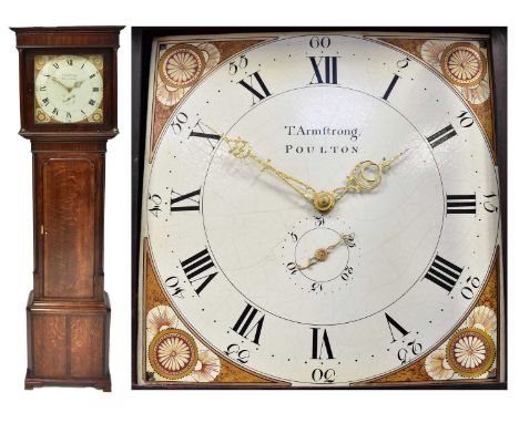 A late 18th/early 19th century oak and mahogany longcase clock by Thomas Armstrong of Poulton, the square painted dial set wi