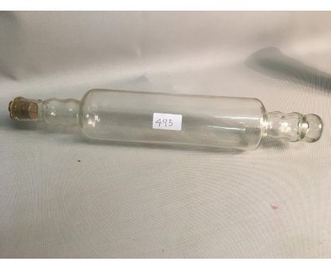 A Rather Nice Unusual Glass Rolling Pin approx 18 inches in length with a cork seal to one end. This would have been used to 