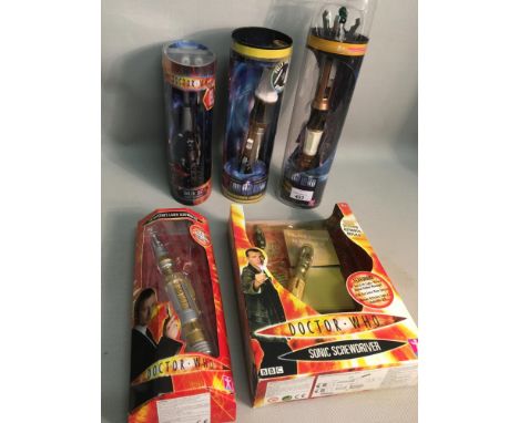 A Collection of Dr Who Sonic Screw Drivers 1: UV Sonic Screw Driver Boxed. 2: The Master's Laser Screw Driver Boxed. 3: Funct