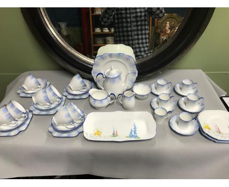 38 piece Art Deco style Grafton tea/ coffee service together with 5 Grafton plates and cake plate 