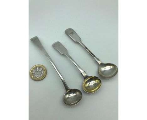 Two Victorian Aberdeen silver small ladle spoons together with silver plated Aberdeen ladle spoon. 