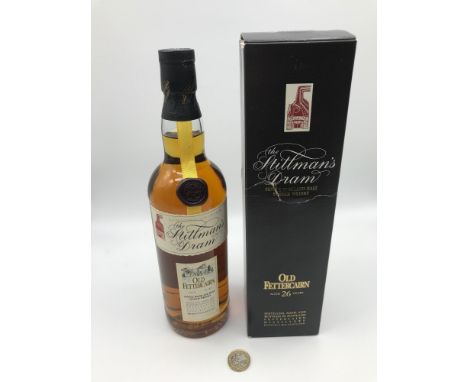 The Stillman's Dram Old Fettercairn aged 26 years Single Highland Malt Scotch Whisky. Limited edition No. 001886 bottling num