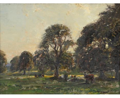 
	
		λ &nbsp;HERBERT F. ROYLE (BRITISH 1870-1956)
		GRAZING CATTLE IN THE EVENING LIGHT
		Oil on canvas
		Signed (lower right