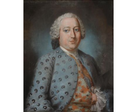 
	
		ATTRIBUTED TO LEON- PASCAL GLAIN (FRENCH 18TH CENTURY)
		PORTRAIT OF A GENTLEMAN IN A BLUE COAT (C. 1745) 
		Pastel on p
