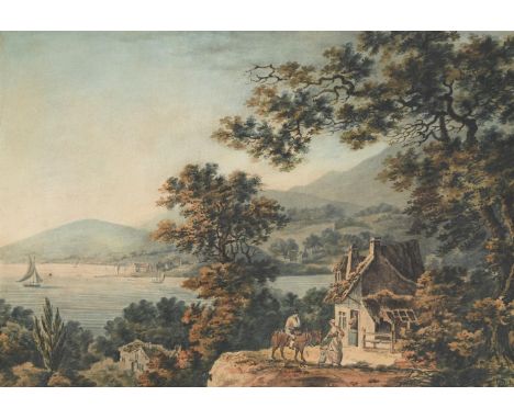 
	
		ENGLISH SCHOOL (C. 1800)
		COTTAGE LANDSCAPE WITH AN ESTUARY BEYOND 
		Watercolour 
		36 x 50.5cm (14 x 19¾ in.)
		
		
	
