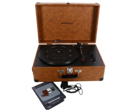 A Bauhn Vintage suitcase turntable, model no. UBST-0657, with instruction manual and power cable