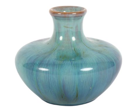 A Pilkingtons Lancastrian turquoise vase, maker's stamp to underside, ref. 2159, H10cm, from the estate of a former Manager a