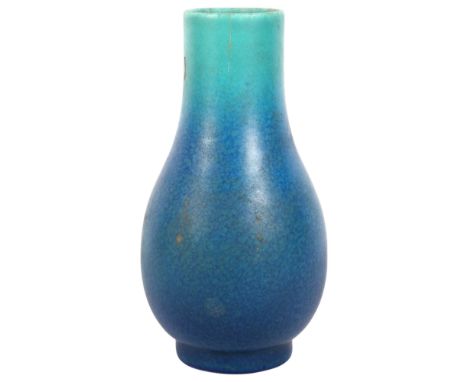 A Pilkingtons Royal Lancastrian green and blue glazed vase, maker's stamp to underside, ref. 2618, H15cm, from the estate of 