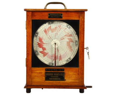 Simmance Patent, an early 20th century oak-cased Dead Beat recorder, by Alexander Wright &amp; Company Ltd Westminster (7 Ins