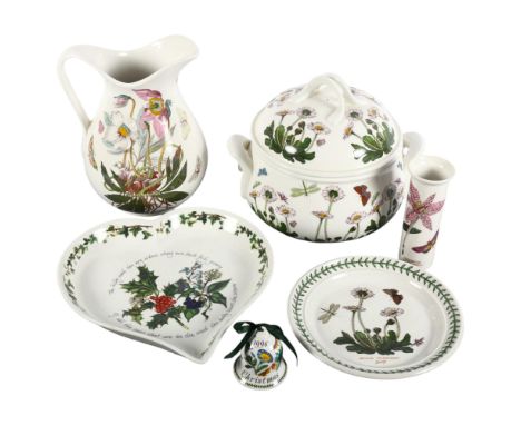 Portmeirion Botanic Garden jug, H20.5cm, matching tureen and cover, plates, etc