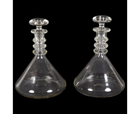 WHITEFRIARS - a pair of ornate glass decanters, with associated stoppers, H27cm (2)