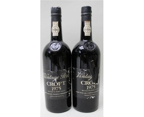 Croft 1975 vintage port bottled in Oporto 1977, 2 x bottles